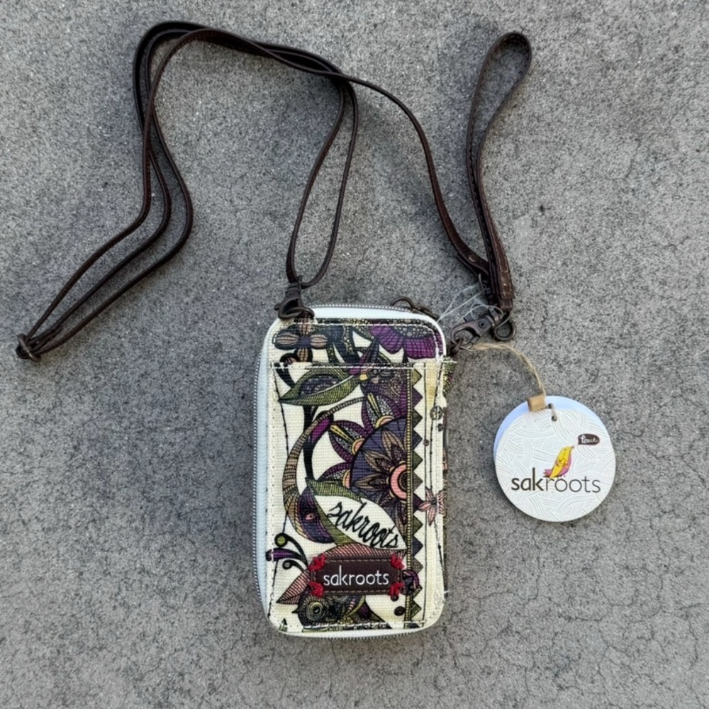 Sak Roots Artist Circle slim wristlet Crossbody art deco new with tags phone Owl